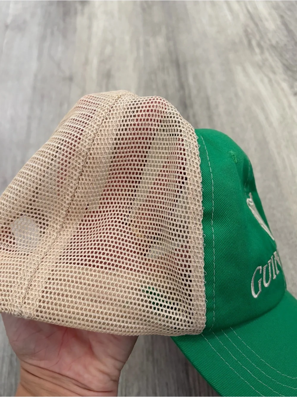 Guinness Trucker Mesh Snapback Hat Baseball Cap Draught Stout Beer Green Beige